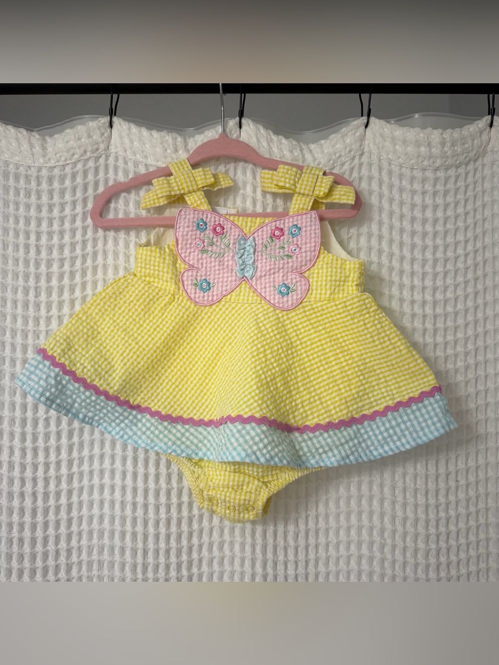 Yellow Gingham Baby Girl Romper